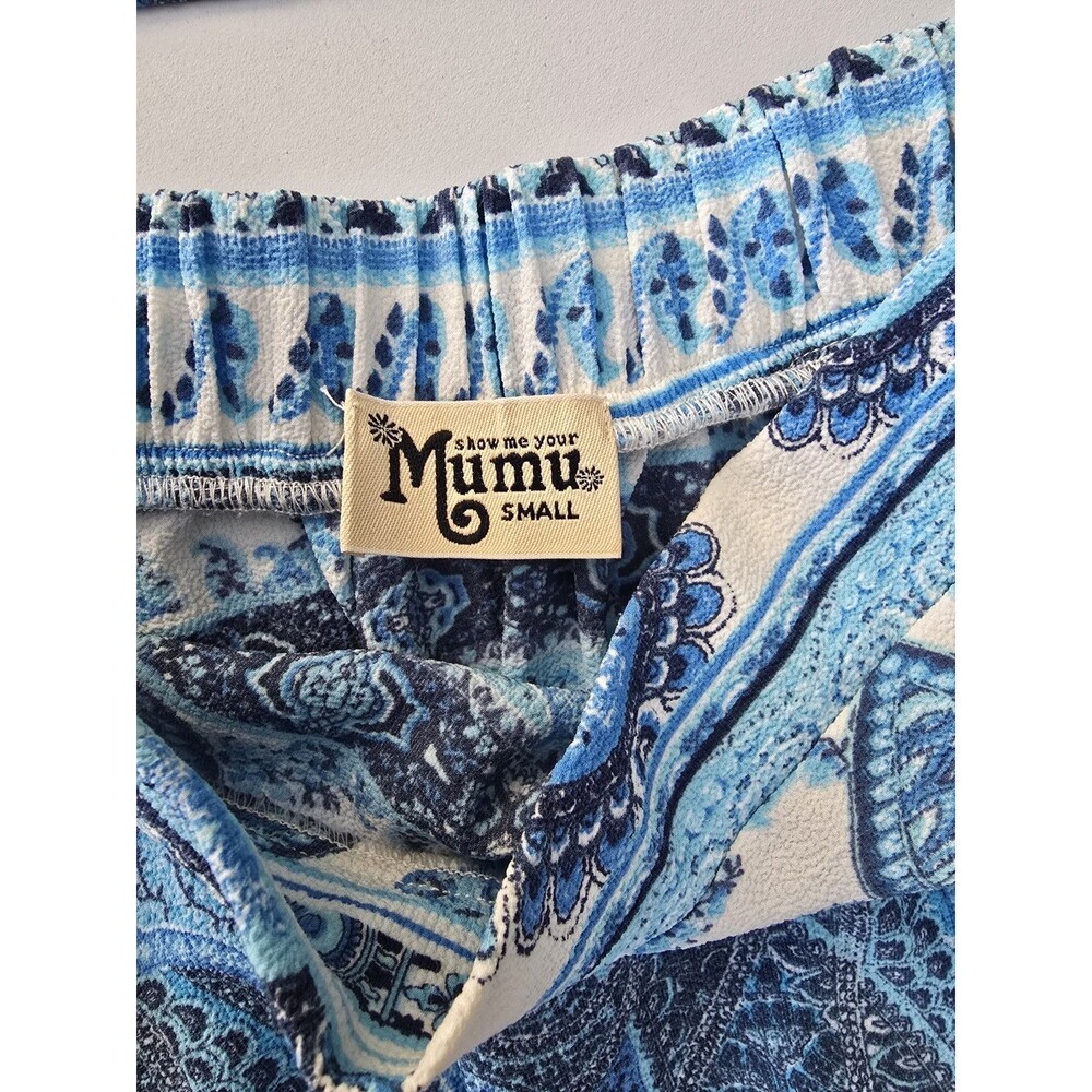 Show Me Your Mumu Camille Circle Crop Top Skirt Set Blue Paisley XS/S Boho - Picture 3 of 7